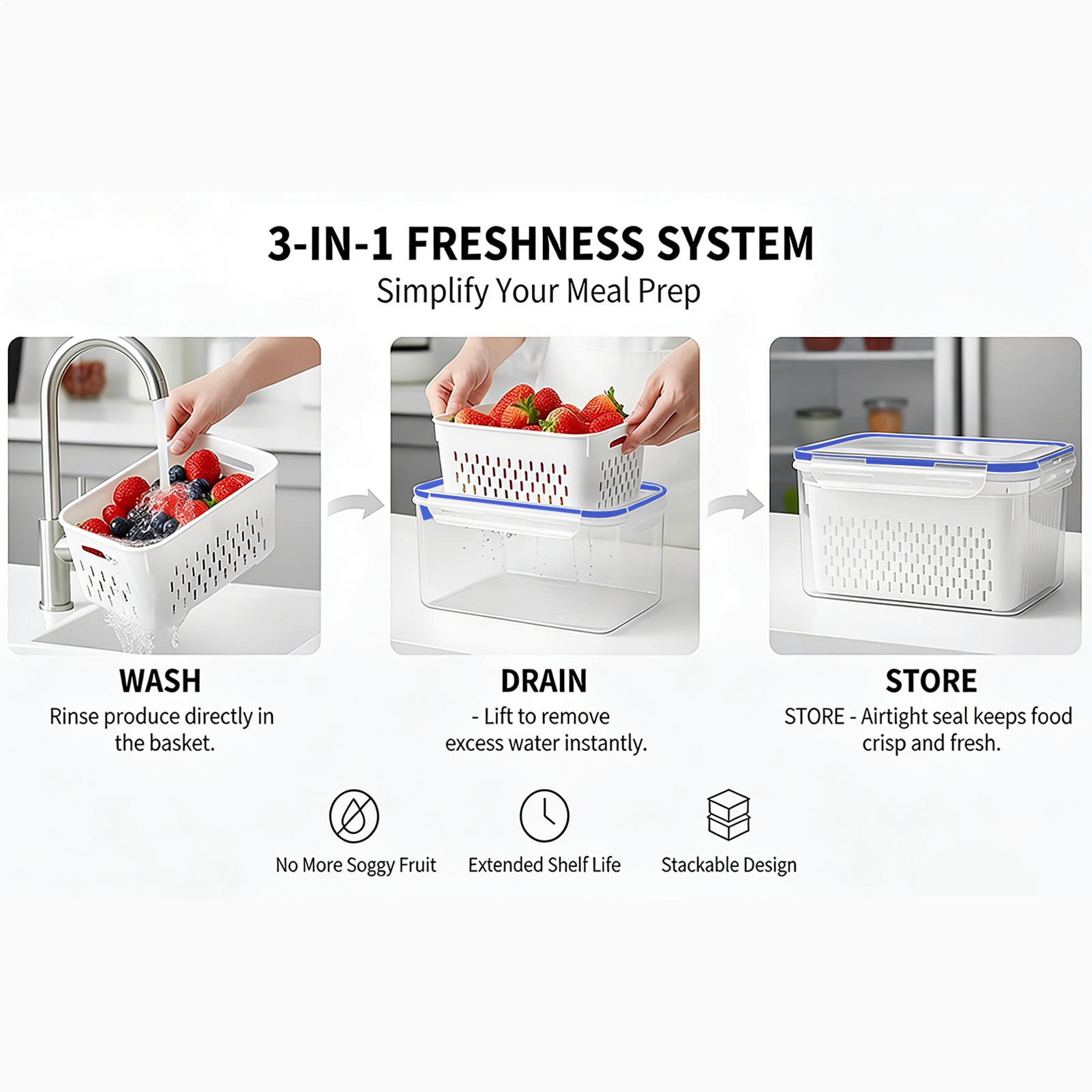 Food Storage Plastic Container - 4'ü 1 Arada Gıda Saklama Kabı