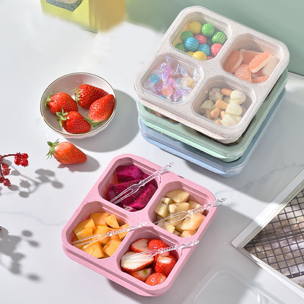 Food Storage With Compartments - 1 adet yeniden kullanılabilir buğday samanı