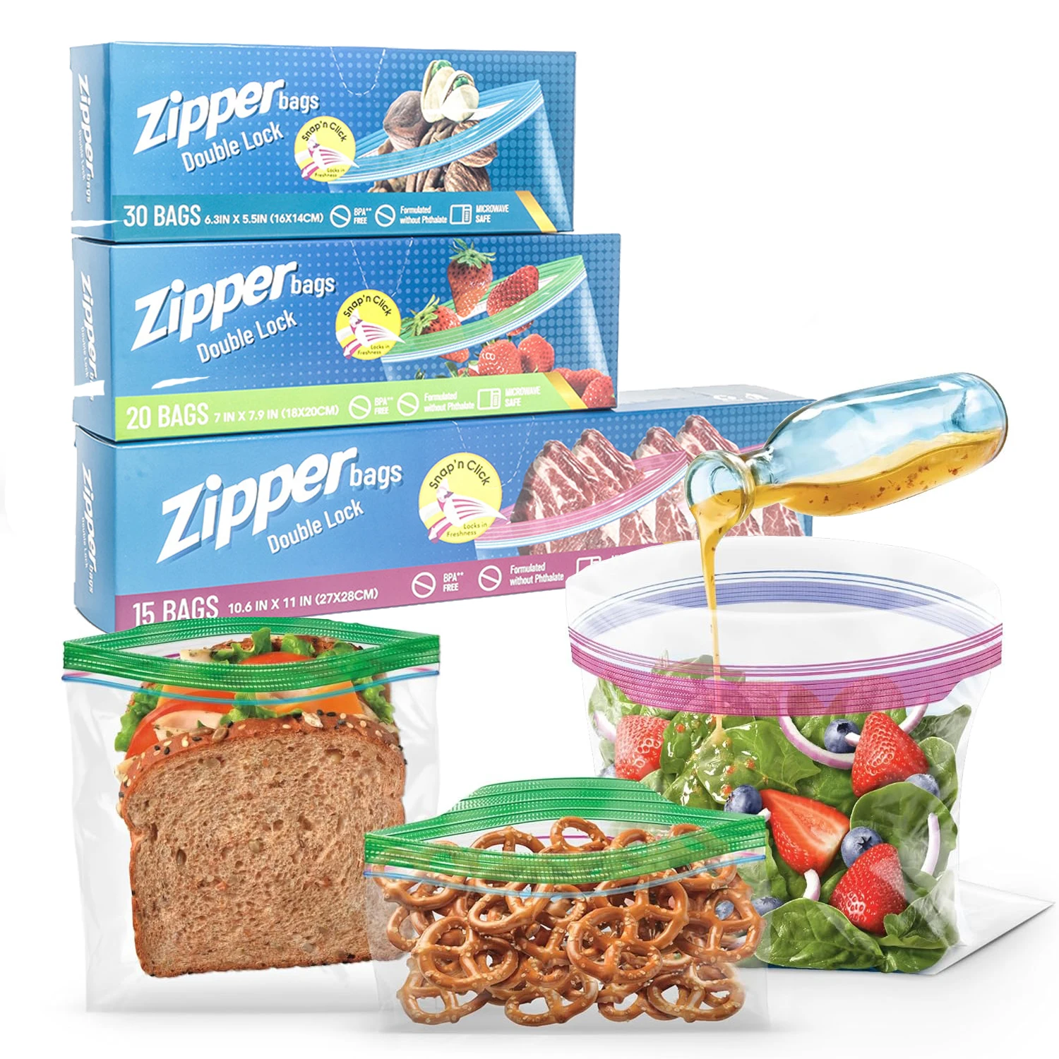Food Storage Ziploc - Ziploc Atıştırmalık Poşetleri, Hareket Halindeyken Tazelik