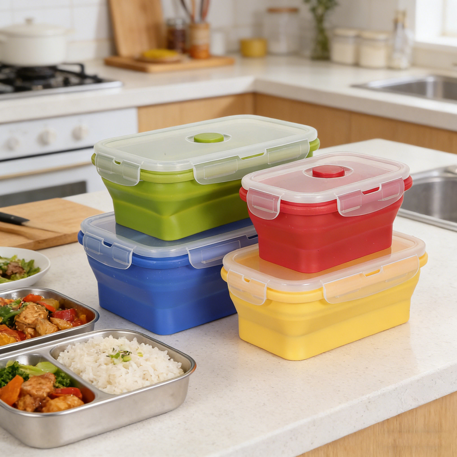 4 Adet Katlanabilir Silikon Öğ - Food Storage Containers Plastic Box incelemesi ve fiyatı