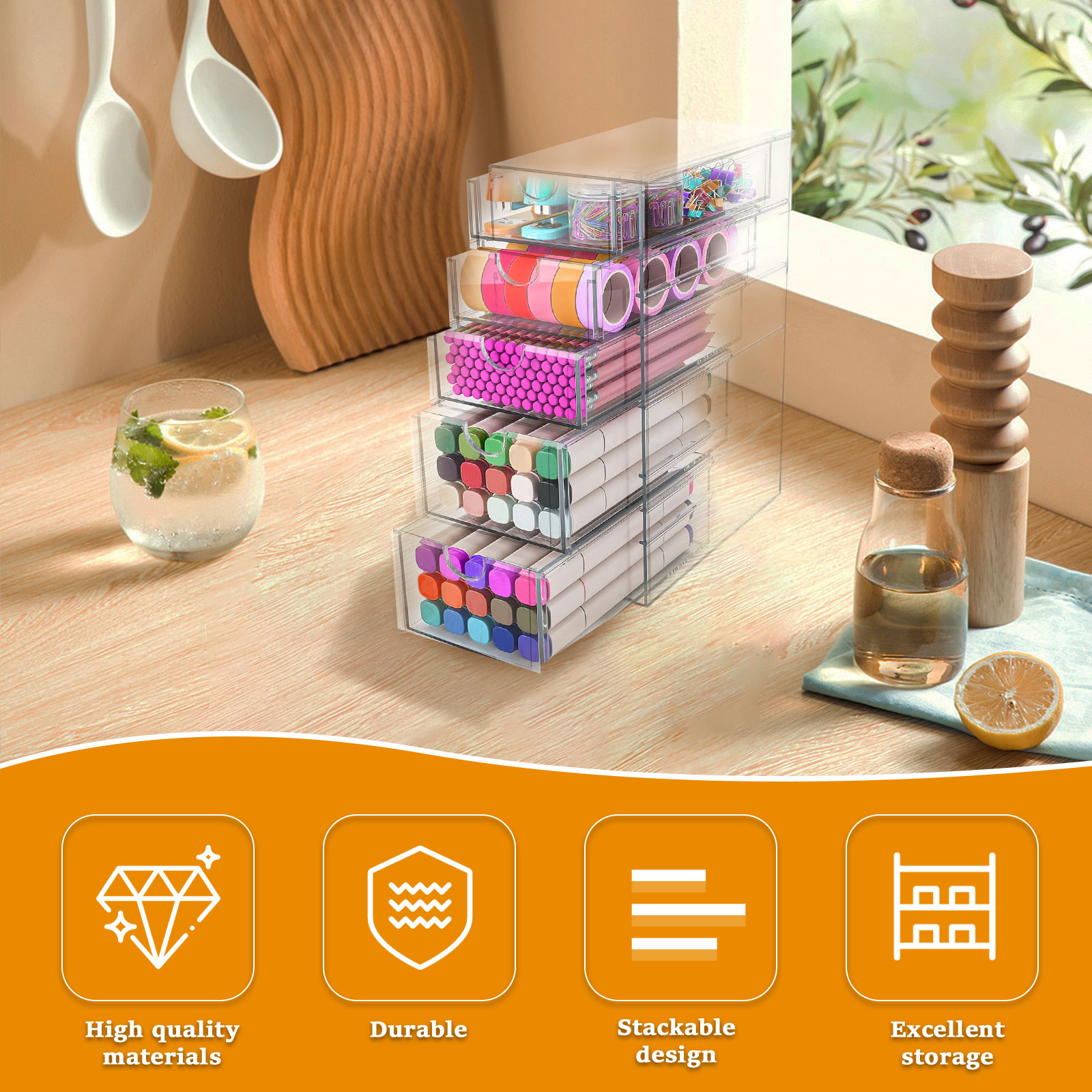 4/5 katmanlı akrilik çekmece o - Stackable Pantry Bin incelemesi ve fiyatı